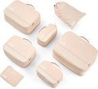 Compression Packing Cubes (Pack of 7), Expandable Luggage Organizer Bags, Hanke Packing Cubes for Travel, Double Zipper Durable Travel Packing Organizers for Suitcase Backpack and Carry-On