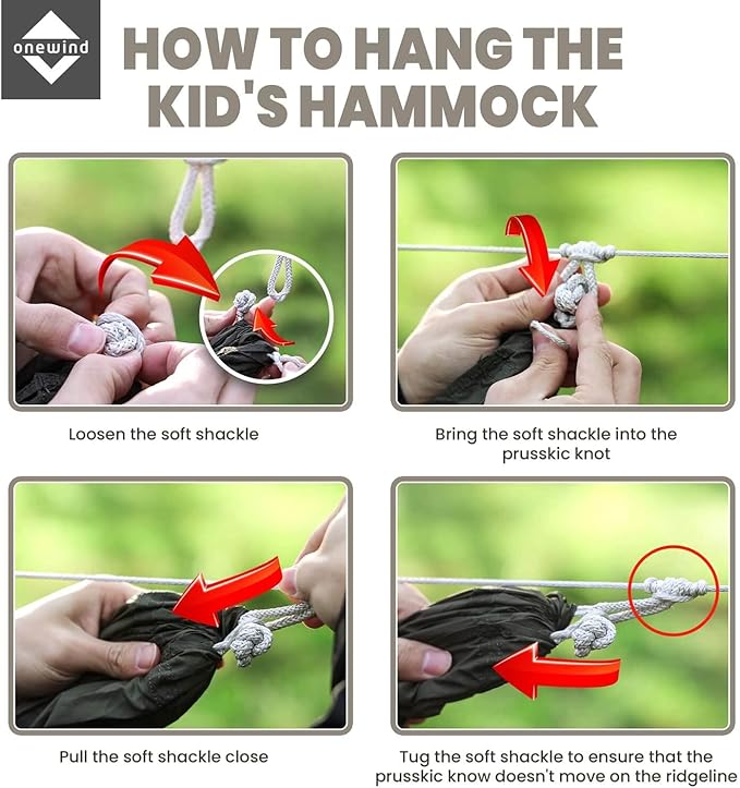 Onewind Kids Camping Hammock - Ultralight Breathable Outdoor Hammock with Connection Buckle for Kids, Fits 10Ft, 11Ft, 12Ft - Perfect for Camping, Hiking, Beach and Travel