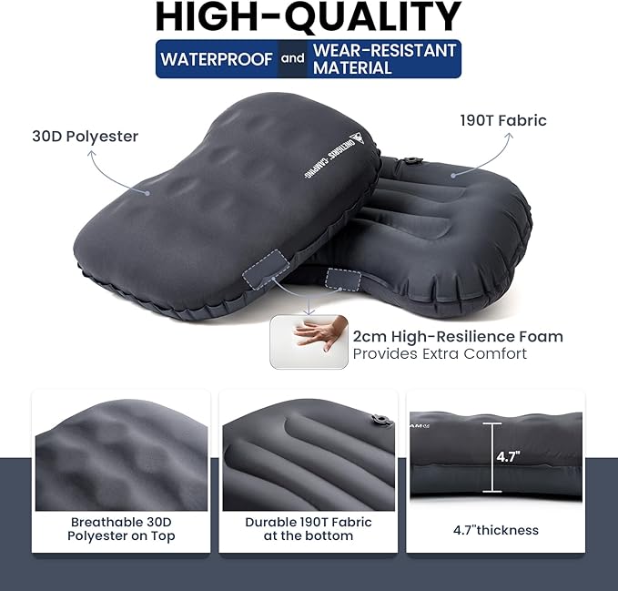 OneTigris Airdream Camping Pillow Ultralight Inflatable Compact for Travel Backpacking Hiking