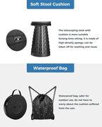 2PCS Upgraded Collapsible Stool with Removable Cushion & Waterproof Carry Bag - Portable Folding Stool for Adults, Camping, Fishing, Hiking - Lightweight Yet Sturdy Max 400lbs