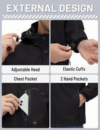 TACVASEN Men's Rain Jacket Lightweight Windbreaker with Hooded Water Resistant Outdoor Raincoat for Hiking Travel Camping