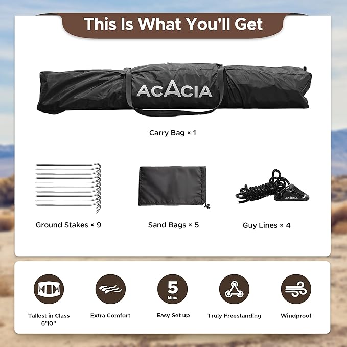 Space Acacia Lite Camping Tent | 2/3/4/8 Person Pop Up Tents for Camping | Lightweight & Durable Beach Tent | Level 7 Wind Resistance, UPF 50+ | Quick Setup for Camping & Backyard