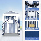 EAGLE PEAK EAGLE PEAK Flex Ultra Compact Pop-up Canopy, Sun Shelter, Changing Room, Portable Privacy Canopy Cabana, 5x5ft Canopy Tent, for Pool, Fashion Photoshoots, or Camping White/Blue