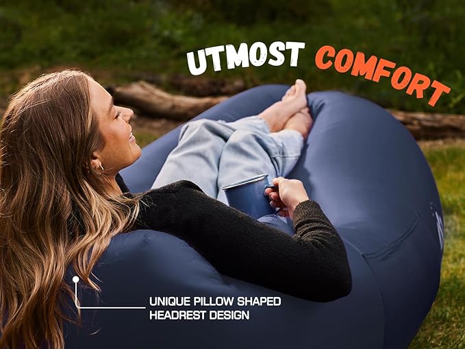 WEKAPO Inflatable Sun Lounger, Air Sofa, Hammock, Portable, Waterproof and Leak-Proof, Ideal for Backyard, Beach, Travel, Camping, Picnics and Music Festivals