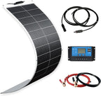 XINPUGUANG 100W Flexible Solar Panel 12V System kit 10A Charge Controller Cables with Alligator Clip PV Connector Cables for Yacht, Boat, RV, Cabin, 12v Battery Charge