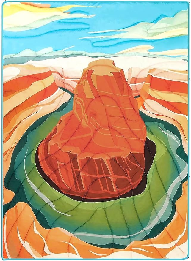 Camping Blanket, Puffy Waterproof Travel Blanket, Warm Cozy Picnic Blanket, for Outdoors, Travel, and Mountain.(Grand Canyon, 78" x 56")