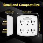 6-Outlet Extender 2 Pack, 3-Prong Ground Wall Tap Adapter with Safety Cap & LED Guide Light, Cruise Essentials, Multiple Plug Electrical Outlets Splitter for Home, Office, Dorm Room, ETL Listed, White