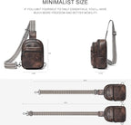 3L SMALL Sling Bag Fanny Packs For Women Men Mini Crossbody Chest Belt Travel Bag Purse Handbag Faux Leather Fashion Cute Coffee Color