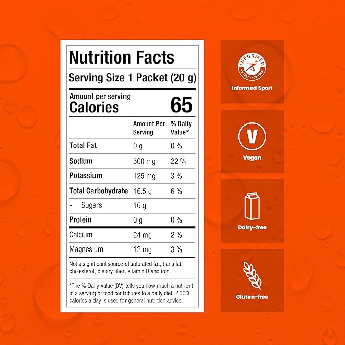 Precision Hydration Electrolyte Powder - No Artificial Ingredients, Multi Strength Hydration Packets - Individual Waterproof Servings - Gluten/Dairy Free, 1 Box (8 Packets, 1000mg/L-Orange)