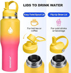 SENDESTAR 40oz Stainless Steel Water Bottle(Cold for 48 Hrs, Hot for 24 Hrs),Double Wall Vacuum Insulated Bottle with Straw Lid, Spout Lid and Flex Cap, Fit in Any Car Cup Holder