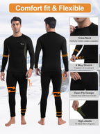 romision Thermal Underwear for Men Long Johns Fleece Lined Hunting Gear Bottom Top Set Base Layer for Cold Weather Gift