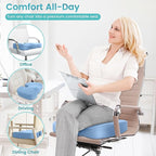 Office Chair Seat Cushion, Cooling Gel Enhanced Memory Foam Cushion for Long Sitting - Back, Sciatica, Coccyx, Tailbone Pain Relief Pillow - for Office, Gaming, Car, Wheelchair - Light Blue, Large