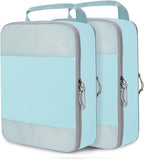 Compression Packing Cubes for Travel Essentials, 2 Set Expandable Compression Bags for Travel Packing Cubes for Suitcase Luggage Organizer Bags, Blue Mesh