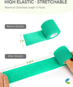FriCARE Self Adhesive Bandage Wrap, Medical Tape in First Aid Kit, Cohesive Bandages for Wounds Sport Vet, FSA/HSA Eligible, 2 Inches X 5 Yards 6 Rolls, Teal