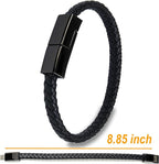 SEANADO Leather Bracelet Charger USB Charging Cable Braided Cords USB Portable Travel Charger for Mens Womens Compatible with iPhone 15 XS MAX Android Samsung (Type-c for Android, L(8'85'')