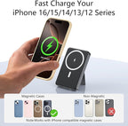 YUJE for Magsafe Battery Pack Magnetic Power Bank 10000mAh, Wireless Portable Charger with Foldable Stand Dual USB-C & USB-A Port Fast Charging Compatible with iPhone 17/16/15/14/13/12 Pro/Max/Plus