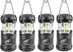 Lightahead Set of 4 Portable Outdoor LED Camping Lantern, Black, Collapsible. Great for Emergency, Tent Light, Backpacking (Without Battery)