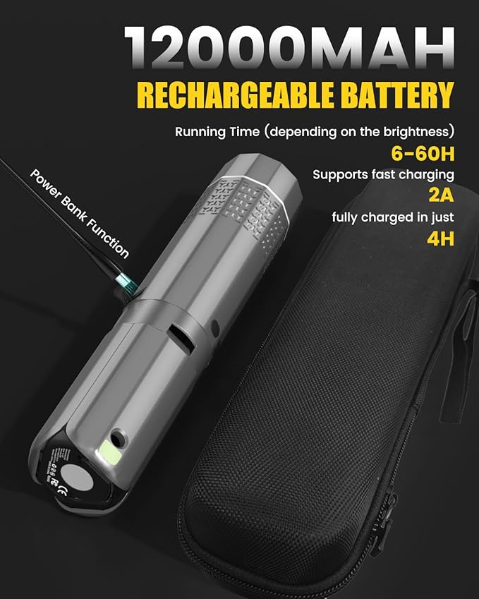 Camping Lantern Telescopic - Camping Light with 12000mAh Battery Magnetic Base, 3 Light Modes, Waterproof Rechargeable LED Hiking, Emergency, Outdoor & Indoor Use