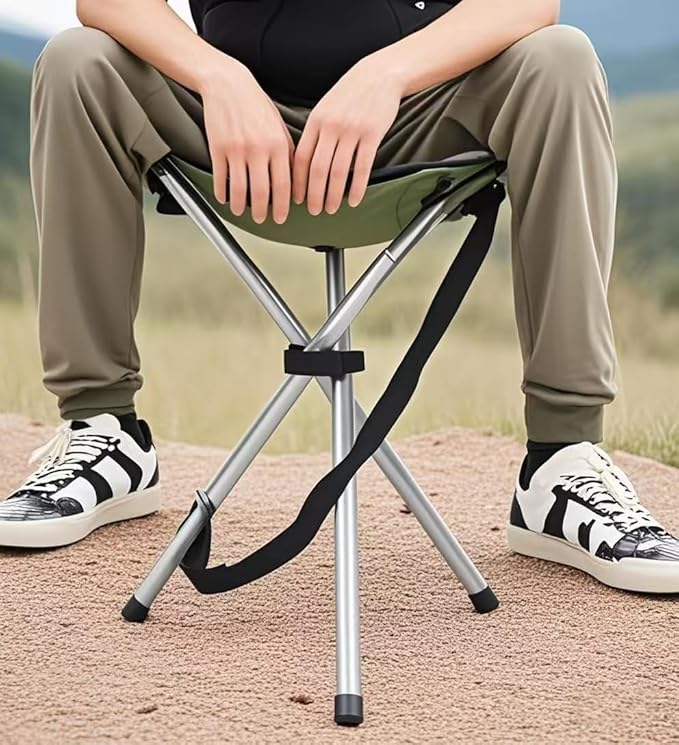 Folding Camping Stool,16.5" Folding Camping Chairs,Portable Tripod Seat,Outdoor Travel Tall Chair for Camping Walking Hunting Hiking Fishing Mountaineering Picnic Beach BBQ Garden Lawn(Green)