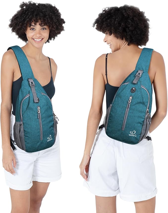 WATERFLY Small Hiking Sling Bag: Crossbody Sling Backpack Chest Bag Daypack for Men Women with Skin-Friendly Shoulder Strap