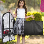 Syeeiex 3" Gusseted Clear Dance Costume Garment Bag, 40'' Dance Garment Bags for Dancers with 4 Zippered Pocket & Can Hold 1-3 Dance Costumes - Suitable for Dance Competitions, Ballet(Black, 2 Pack)