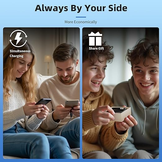 USB C Splitter Multi Charging Cable,USB A/C to USB C Charging Cord,Dual Type C Charger Cord,4 in 2 Multi Charger Cord with 4 Type-C Connectors Compatible with iPhone17/16/Cell Phones Tablets and More.