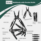 Multitool Pliers, 21-in-1 Multi Tool with Self-Locking & Sheath, Stainless Steel Pocket Knife, Screwdriver, Perfect for EDC Outdoor Survival Camping Hiking, Simple Repair, Survival Gear Gift