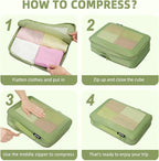 BAGAIL 4 Set/6 Set/8 Set Compression Packing Cubes Travel Accessories Expandable Packing Organizers (Square Mesh, 06-Matcha Green)