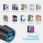 67.5W Car Charger USB C Super Fast Charging, 45W USBC & QC3.0 Port Plug for iPhone 17 Pro Max/Air/16/15/iPad, Samsung S26/S25 Android Cell Phone, Dual 12V Cigarette Lighter Adapter+ 3.3ft Type C Cable