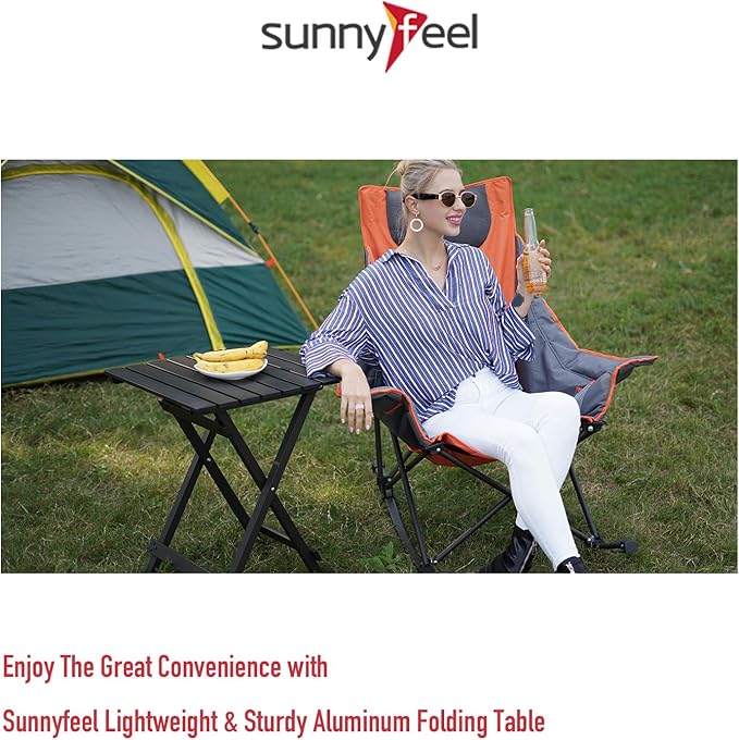 SUNNYFEEL Folding Camping Table - Lightweight Aluminum Portable Picnic Table, 18.5x18.5x24.5 Inch for Cooking, Beach, Hiking, Travel, Fishing, BBQ, Indoor Outdoor Small Foldable Camp Tables