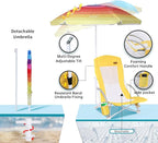 Nice C Beach Chair, Beach Chairs for Adults with Umbrella and Cooler, High Back, Cup Holder & Carry Bag & Heavy Duty Compact Outdoor, Camping (Set of Yellow)