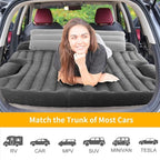KMZ SUV Air Mattress Thickened and Double-Sided Flocking Travel Camping Bed with 2 Pillows & Electric Pump Dedicated Mobile Cushion Inflatable Bed for SUV Trunk and Rear Seat (Dark Gray)