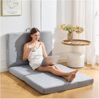 Trifold Mattress Twin, 4 Inch Foldable Memory Foam Topper Portable Floor Guest Bed, Removable and Washable with Handles and Non-Slip Bottom for RV/Camping/Guest Room, 75" x 38" x 4"