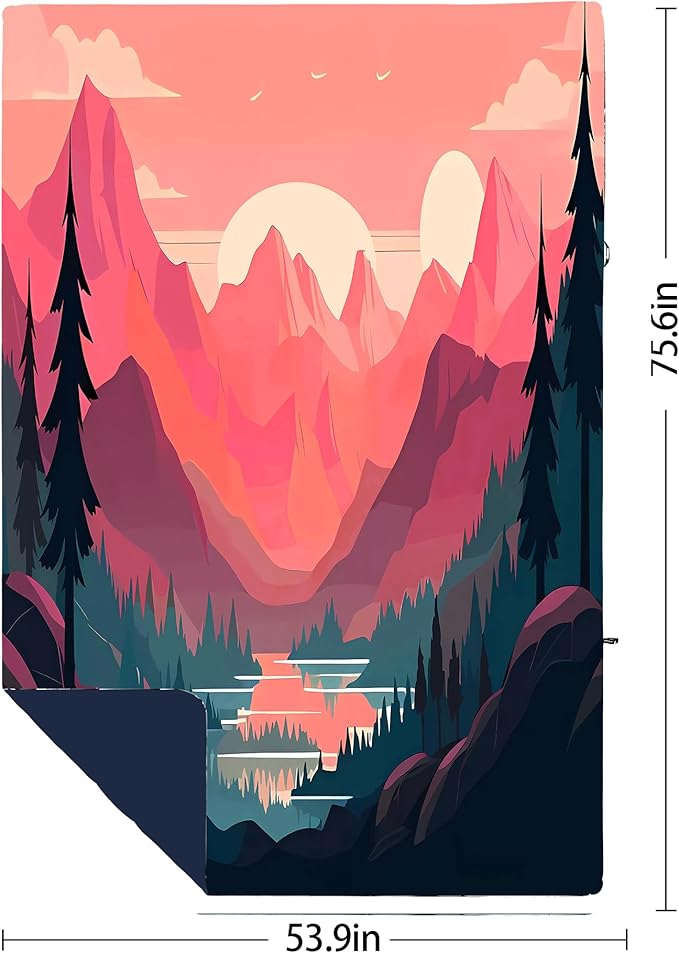 Yizheer Outdoor Puffy Packable Camping Blanket，Lightweight Down Alternative Printed Camping Blanket，Large Ultra Warm Hammock Top Quilt Waterproof Blanket for Traveling Picnic Beach Party，76" x 54"