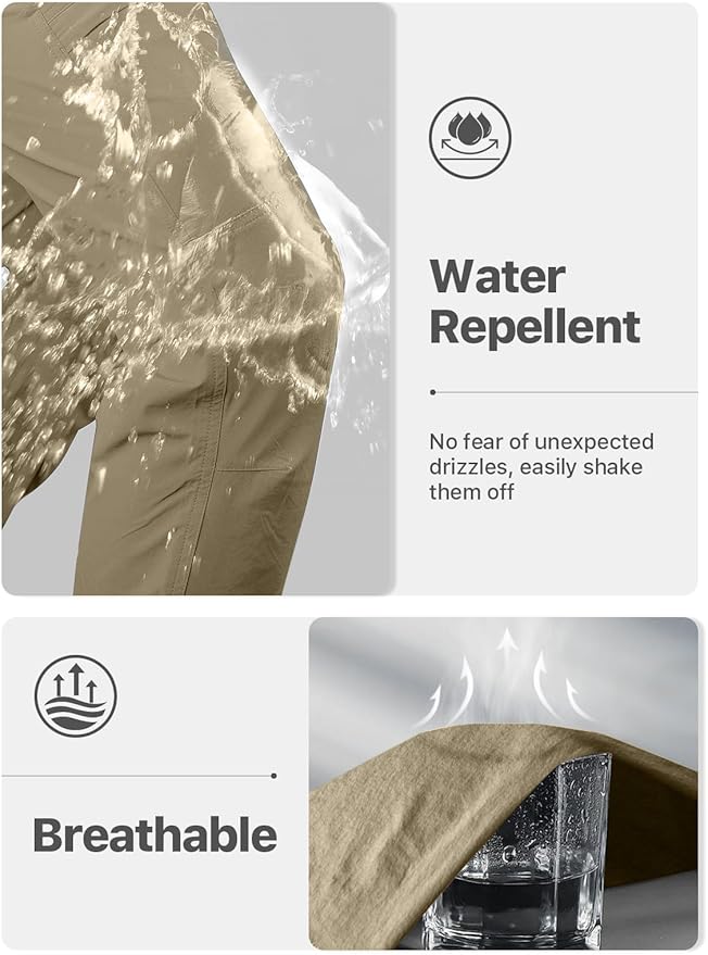 FREE SOLDIER Men's Outdoor Cargo Hiking Pants with Belt Lightweight Waterproof Quick Dry Tactical Pants Nylon Spandex