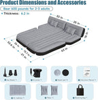 Inflatable SUV Air Mattress: Double-Sided Flocking Car Mattresses for Back SUV, Travel Camping Sleeping Bed with Air Pump 2 Pillows