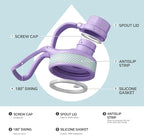 IDEUS Insulated Stainless Steel Water Bottle with 2 Leak-Proof Lids, Thermal Water Flask for Hiking Biking, 18oz, Violet