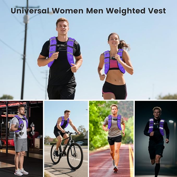 Weighted Vest for Woman Men,6lb/8lb/12lb/16lb/20Lb/25lb Weight Vest with Reflective Stripe Adjustable Buckle Strap Back Pocket Workout Strength Training Walking Jogging Running