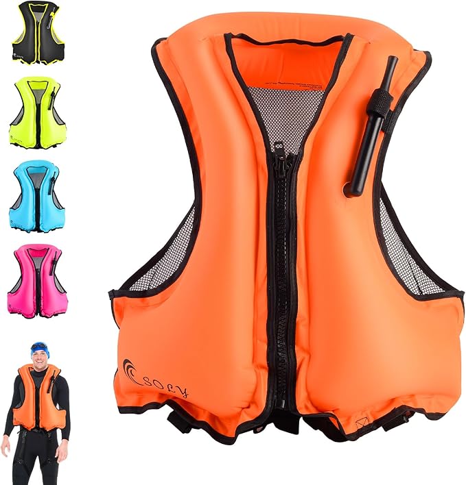 SOLY Inflatable Snorkel Vest for Adults，Snorkeling Vest，Snorkeling Vest for Kayaking Canoeing Water Sports Safety.