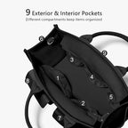 TOPDesign Heavy-Duty Canvas Tote Bag for Women, Adjustable Crossbody/Shoulder Handbag with 9 Pockets, Everything Tote