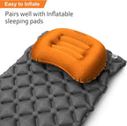 Inflatable Camping Pillow, Travel Blow Up Air Pillow, Neck Lumbar Support Ultralight Compact Pillow for Outdoor Hiking Backpacking Car Beach Airplane Sleeping Essentials, Orange