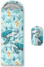 HOSIMA Cartoon Axolotl Sleeping Bags for Kids 10-12,Blue Cartoon Kids Sleeping Bags for Girls Boys,Compact Sleeping Bag for Camping Essentials and Hiking.