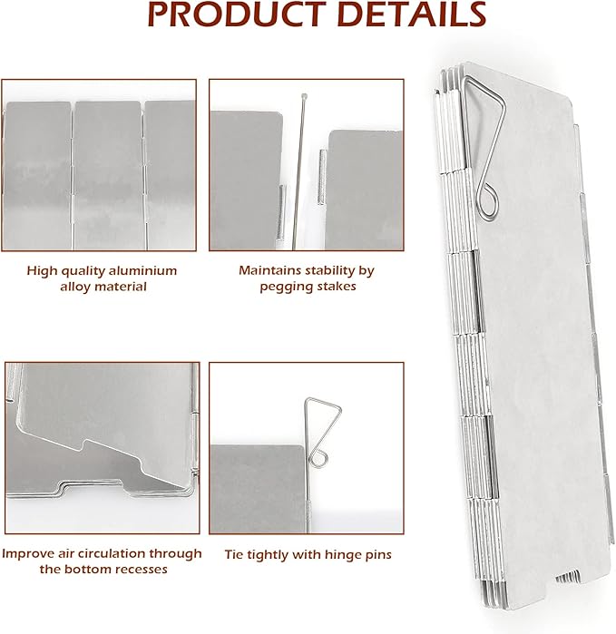 Camping Stove Windscreen 9 Plates Folding Outdoor Stove Windscreen Lightweight Windshield Heat Shield Stove Windshield for Backpacking Stove Butane Stoves Alcohol Stoves...