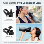 BUZIO Insulated Water Bottle with Straw Lid and Flex Cap, 40oz Modern Double Vacuum Stainless Steel Water Flask, Cold for 48 Hrs Hot for 24 Hrs Simple Thermo Canteen Mug