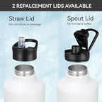 HASLE OUTFITTERS Half Gallon Insulated Water Bottles 64 oz, Stainless Steel Metal Water Jug with 2 Lids Keep Cold 48h/Hot 24h, Leak Proof & BPA-Free Water Flask Jug(White,1)