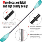 Angler Kayak Paddles Aluminum Paddle with Plastic Blades and Paddle Leash, Floating Adjustable Fishing Kayak Oars, 3 Piece, 230-250cm/90-98 inch