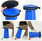 2 Pack Upgraded Collapsible Stools Folding Stool with Cushion,Retractable Folding Stool Max Load Capacity 400lbs, Portable Telescoping Stools for Camping Hiking Outdoor BBQ Fishing-Dark Blue