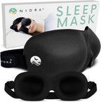 Nidra Contoured Sleep Mask for Side Sleepers – Zero Pressure Fit, Light Blocking Eye Shade for Sleeping & Travel – Black, Standard Size