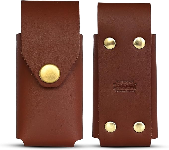Leather Multitool Sheath Compatible with Leatherman Wave and Wave Plus, Ultra Durable Full Grain Leather Tool Holder, Multi Tool Holster for Belt, Solid Brass Rivets - Belt Accessories for Men - Brown