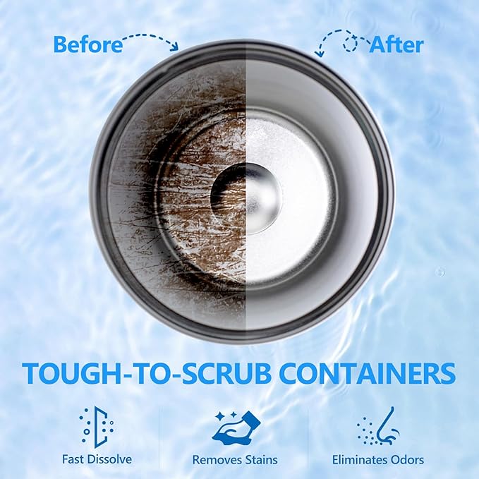 USKICH 48 Pack Water Bottle Cleaning Tablets,Water Bottle Cleaner Great for Stainless Steel, Thermos, Tumbler, Insulated and Reusable Water Bottles,Removes Stubborn Stains and Odors